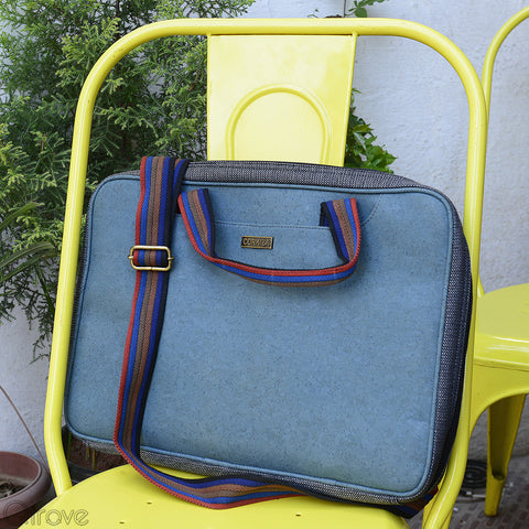 Handcrafted Cork Leather Teal Laptop Bag