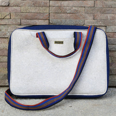 Handcrafted Cork Leather White Laptop Bag at Qtrove