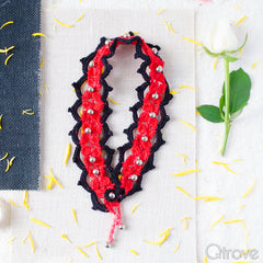 Crocheted Bohemian Head Bands In Red And Black Combo at Qtrove