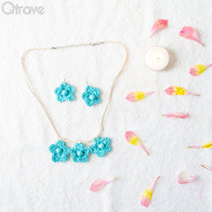 Handmade Blue Floral Necklace Set at Qtrove