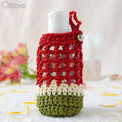 Crocheted Hand Sanitizer Cover In Red White And Green Colour Combo at Qtrove