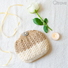 Hand Made Cream And Brown Colour Combo Hand Pouch at Qtrove