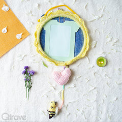 Hand Woven Round Yellow Photo Frame at Qtrove
