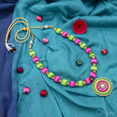 Silk Jewellery Parrot Green Necklace at Qtrove