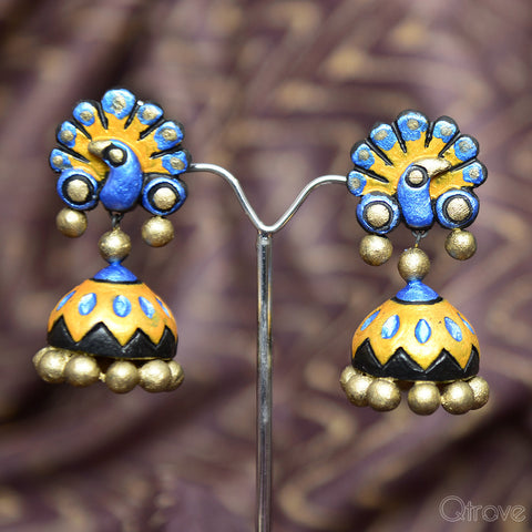 Terracotta Peacock Jhumka