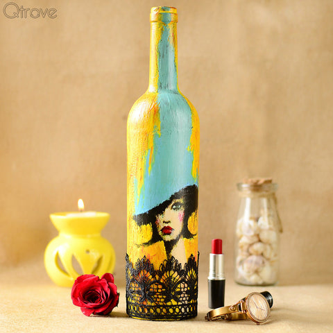 Hand Painted Cherry Glass Bottle