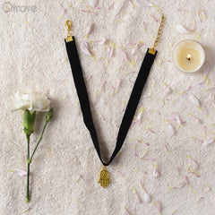Handcrafted Classic Hamsa Gold Statement Choker at Qtrove