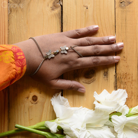 Handcrafted Silver Butterfly Hand Harness
