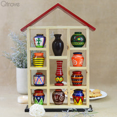 Hand Painted Wooden Wall Frame With 11 Pots at Qtrove