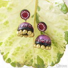 Eco-Friendly Pink Terracotta Jhumka at Qtrove