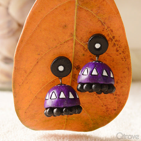 Eco-Friendly Purple Terracotta Jhumka