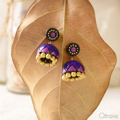 Eco-Friendly Purple Pink Terracotta Jhumka at Qtrove
