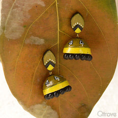 Eco-Friendly Moss Green Terracotta Jhumka at Qtrove
