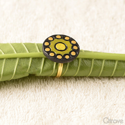 Eco-Friendly Black And Golden Terracotta Ring