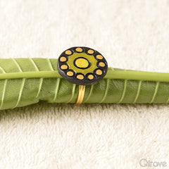Eco-Friendly Black And Golden Terracotta Ring at Qtrove