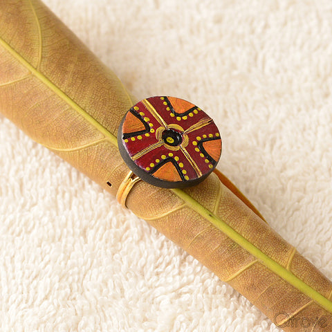 Eco-Friendly Maroon And Orange Terracotta Ring