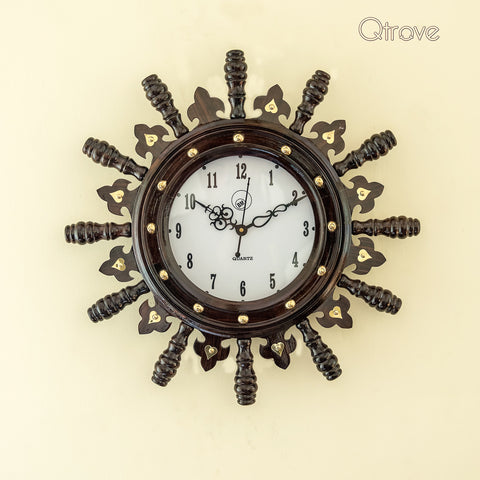 Handmade Rosewood Wheel Pattern Wooden Wall Clock