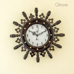 Handmade Rosewood Wheel Pattern Wooden Wall Clock at Qtrove