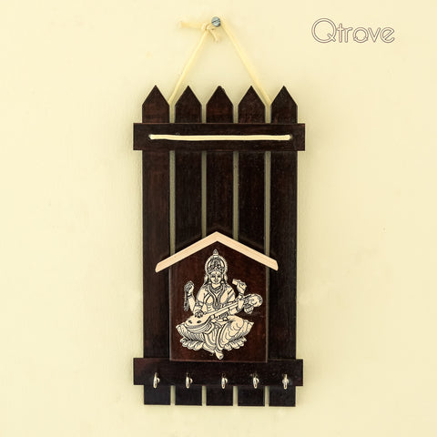 Handmade RoseWood Key Holder With Saraswati