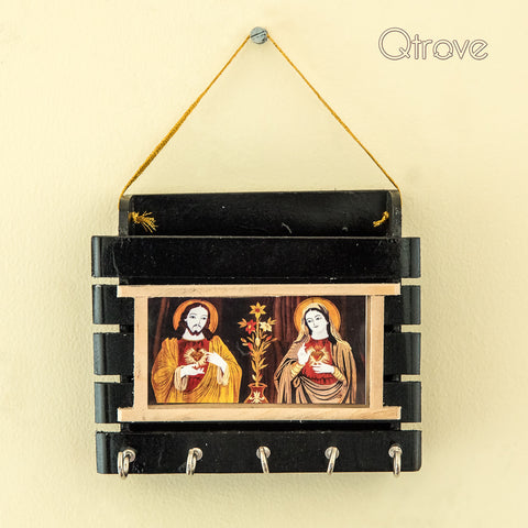 Handmade RoseWood Jesus Key And Letter Holder