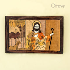 Handmade Rose Wood Jesus Wall Hanging at Qtrove
