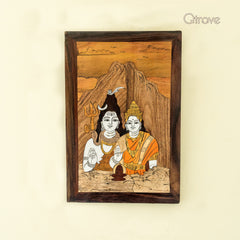 Handmade Rose Wood Shiv Parvati Wall Hanging at Qtrove
