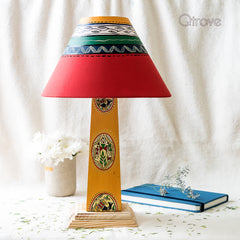Handmade Wooden Warli Painted Lamp at Qtrove
