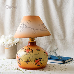 Handmade Wooden Leaf Painted Lamp at Qtrove