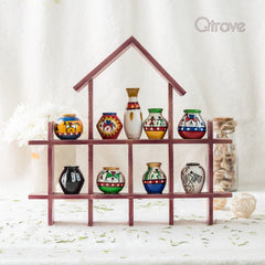 Hand Painted Wooden Wall Frame With 9 pots at Qtrove