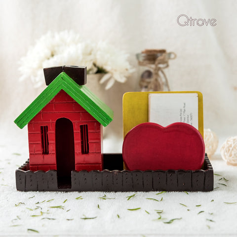 Handmade Hut Shaped Wooden Pen Stand