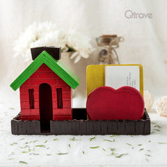 Handmade Hut Shaped Wooden Pen Stand at Qtrove