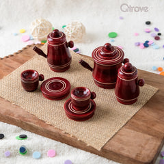 Handmade Red Wooden Toy Tea Set at Qtrove