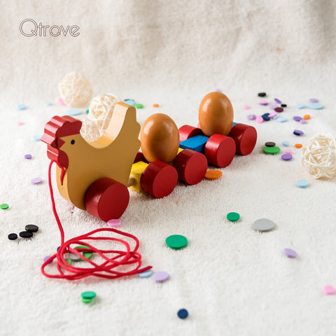 Handmade Wooden Hen with 2 Wooden Eggs