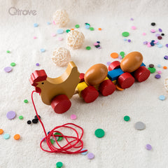 Handmade Wooden Hen with 2 Wooden Eggs at Qtrove