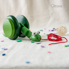 Handmade Wooden Snail (Green) at Qtrove