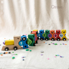 Handmade Wooden Train With 123 Blocks at Qtrove