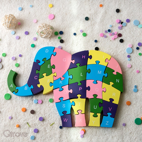 Wooden Elephant Numbers Block Puzzle