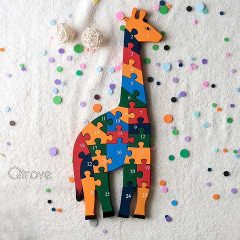 Handmade Wooden Giraffe Puzzle