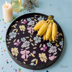 Handcrafted Floral Round Tray at Qtrove
