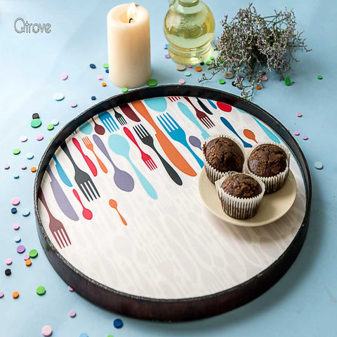 Handcrafted Service Round Tray
