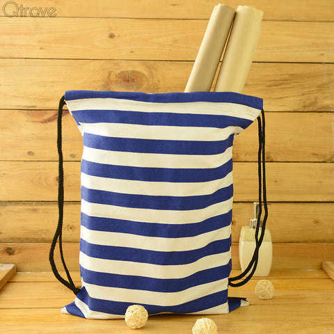 Blue And White Cotton Drawstring Bags