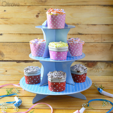 Polka Blue Cupcake Party Stand