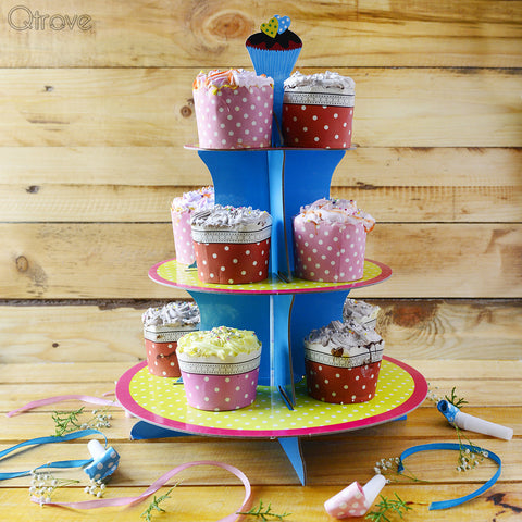 Blue And Yellow Cupcake Party Stand