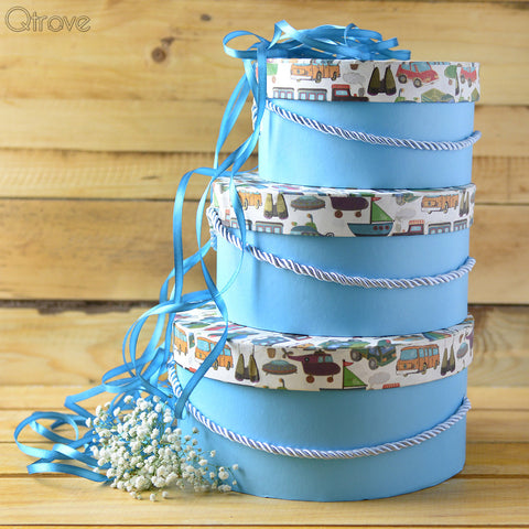 Kiddie Gift Box round (Blue) (Set of 3)