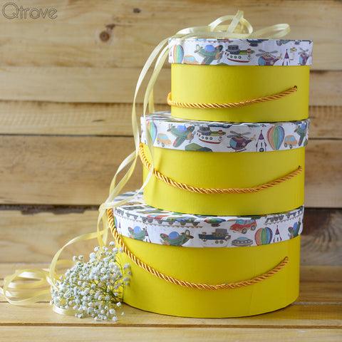 Kiddie Gift Box Round (Yellow) (Set of 3)