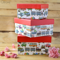 Kiddie Gift Box Square (Red) (Set of 3) at Qtrove