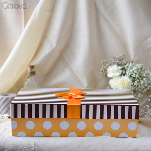 Rectangular box (Yellow and Brown Stripes) (Set of 3)