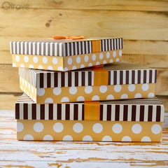 Rectangular box (Yellow and Brown Stripes) (Set of 3) at Qtrove