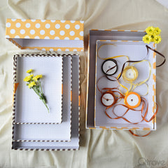 Rectangular box (Yellow and Brown Stripes) (Set of 3) at Qtrove