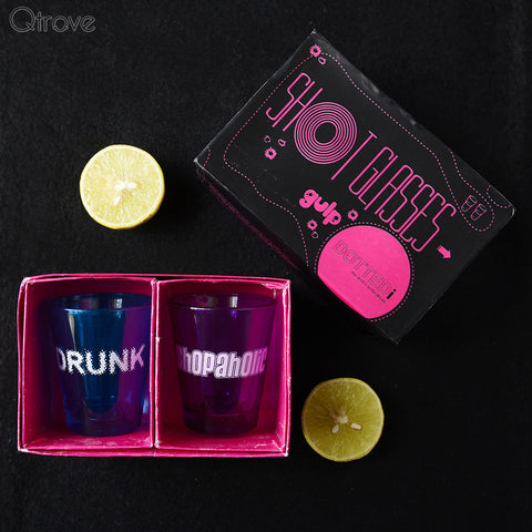 Drunk & Shopaholic shot glasses